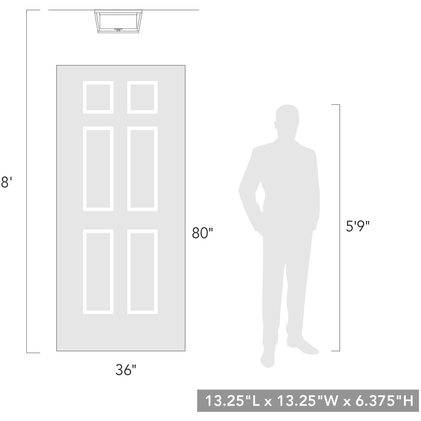 Mercer 2 Light 13.25 inch Natural Black Outdoor Flush Mount